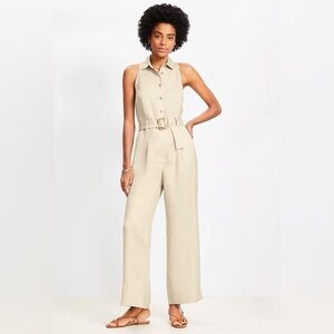 LOFT Linen Blend Halter Jumpsuit